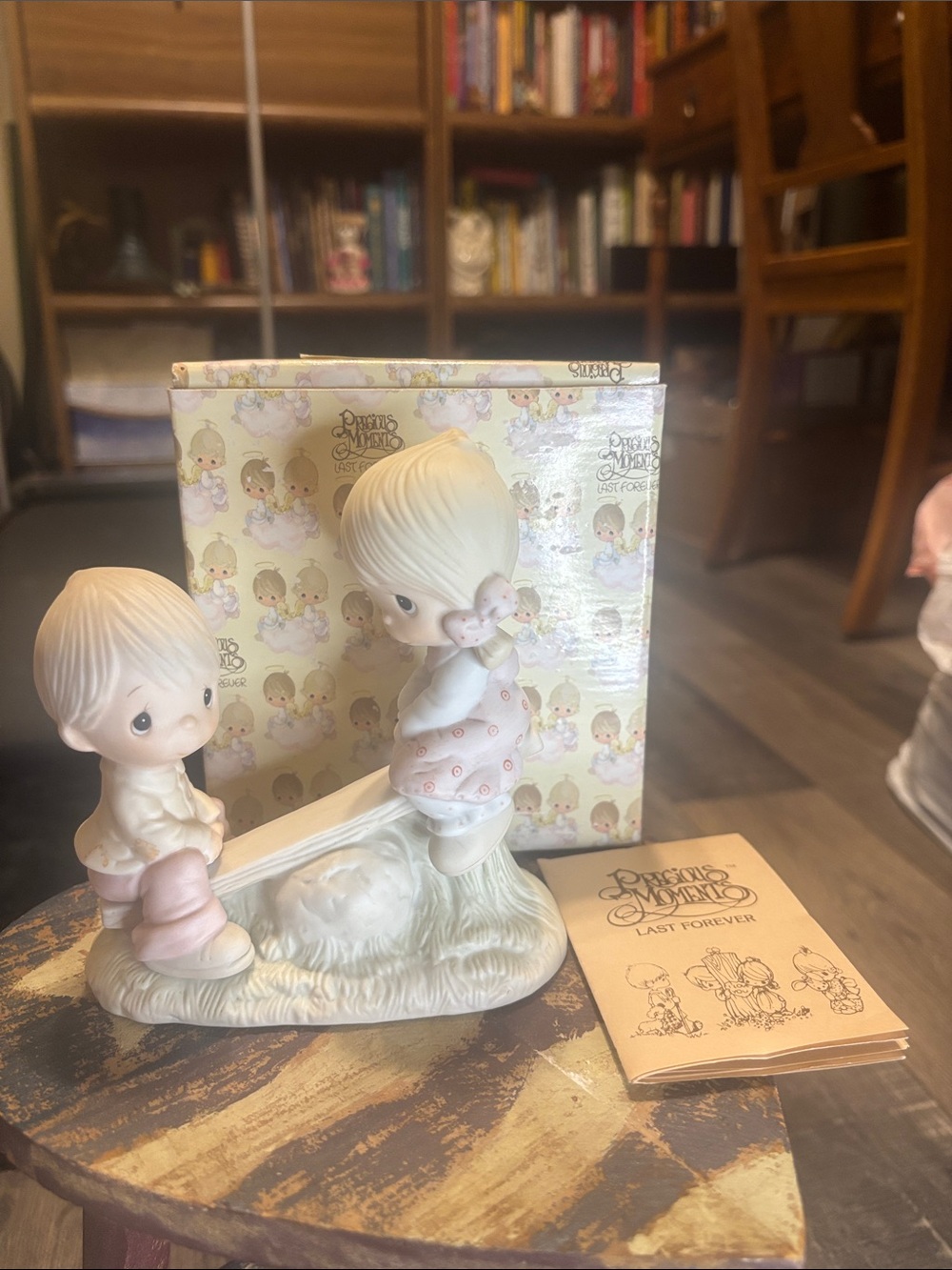 Precious Moments Pastel Pink and Cream Seesaw Figurine
